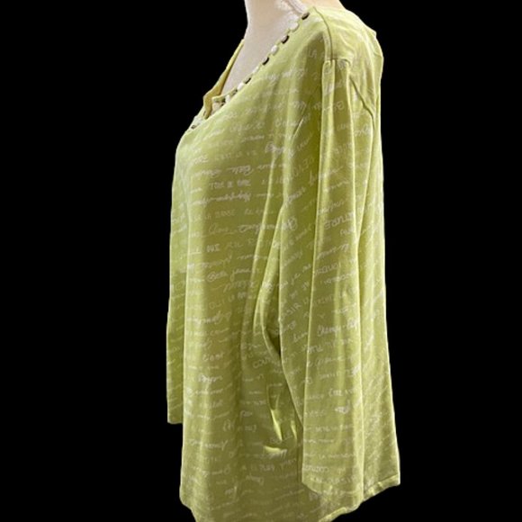 Ruby Rd Woman 3X Lime Green Top - Picture 3 of 10